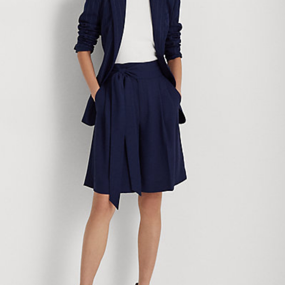 Women’s Navy Tie-Waist Shorts - Picture 7 of 16